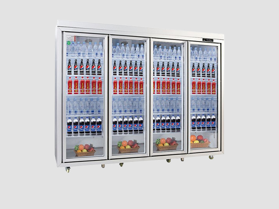  Four-door Matte White Beverage Display Cabinet with Frame