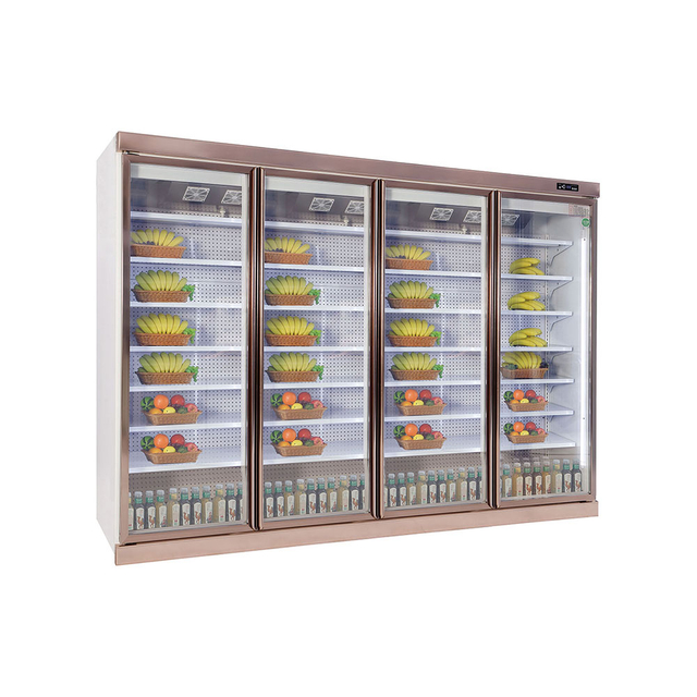 Four-door Single-frame Rose Gold Beverage Display Cabinet