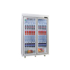 Double Door Matte White Beverage Display Cabinet with Frame